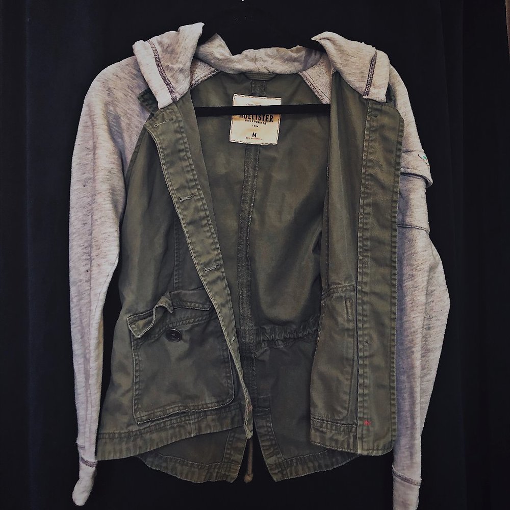 Hollister Green Jacket with Fleece Hood